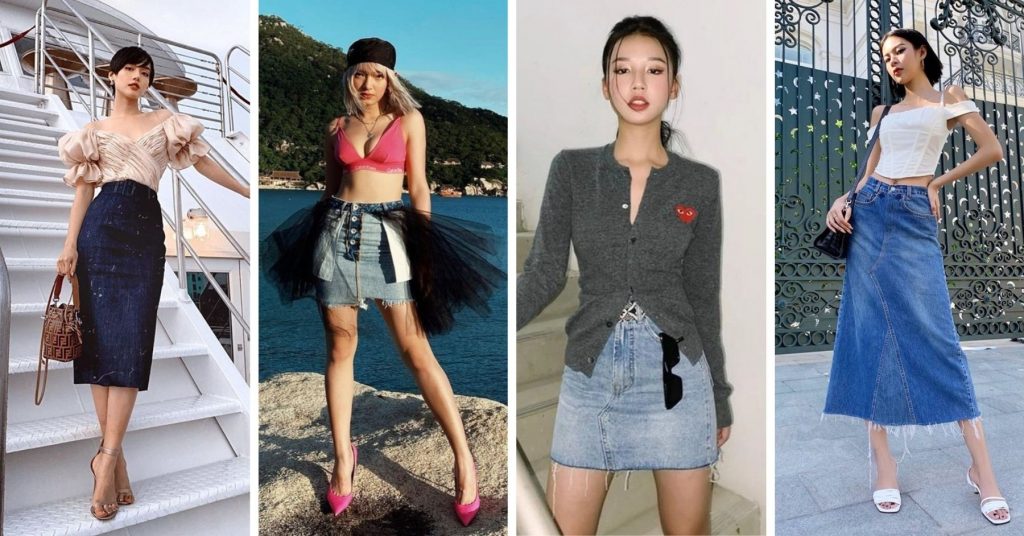 Chân váy jean xếp ly dáng chữ a kèm đai jean thời trang SẴN  Shopee Việt  Nam