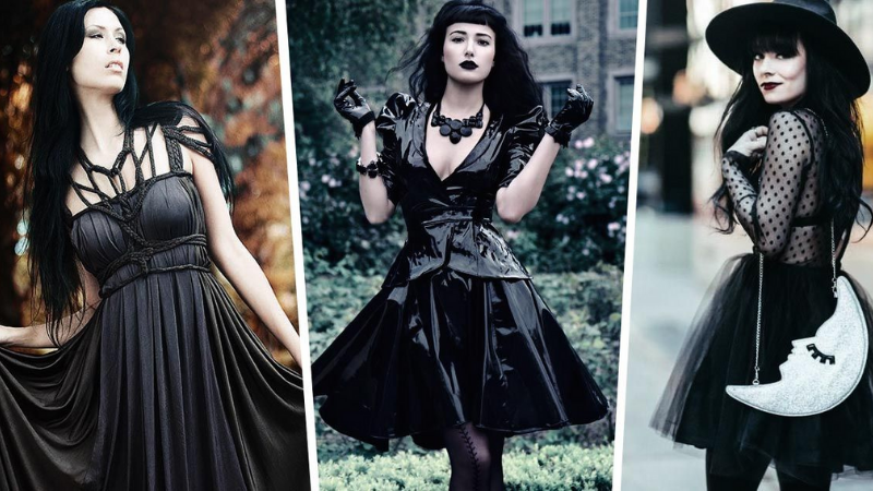 Phong cách Gothic còn mang đến những bộ trang phục tối màu, đầy quái dị và ma mị. 