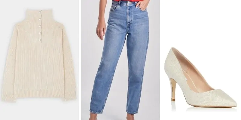 Phối đồ với áo sweater và quần jeans baggy