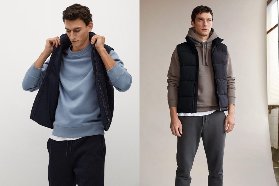 Combo áo ghi lê cùng áo hoodie oversize của Mango cho các quý ông yêu thích phong cách thể thao.