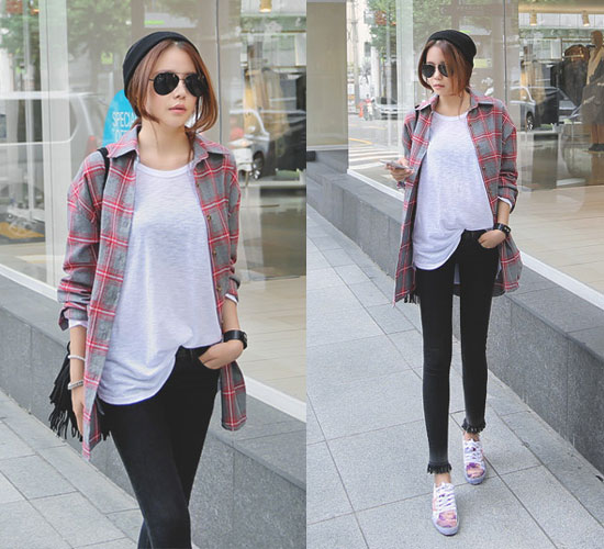 Bụi bặm đậm chất street style khi mix áo thun và áo sơ mi như áo khoác