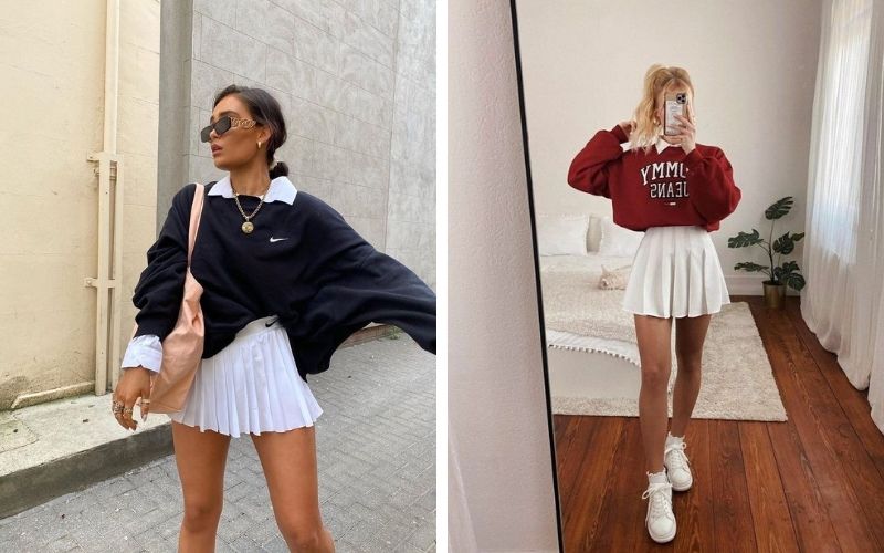 Diện chân váy cùng áo sweater hẳn là lựa chọn outfit cực lý tưởng cho ngày se lạnh