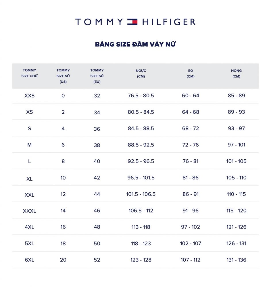 Size quần áo và giày dép Tommy Hilfiger chuẩn quốc tế | ACFC Blog
