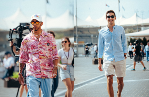 Hamilton và George Russell diện trang phục Tommy Hilfiger đến trường đua F1 tại Abu Dhabi