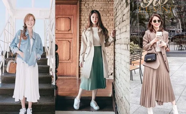 chân váy xếp ly