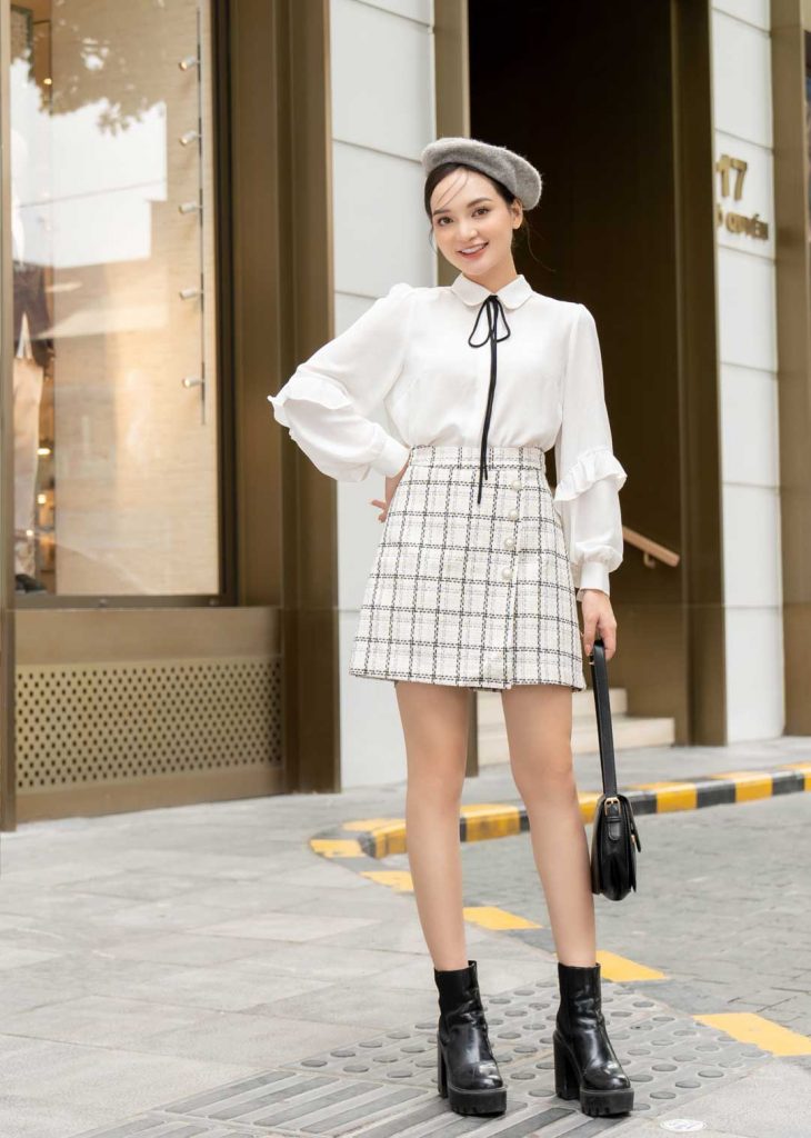 NK Fashion Chân Váy Nhung Xoè Xếp NKCV2311002