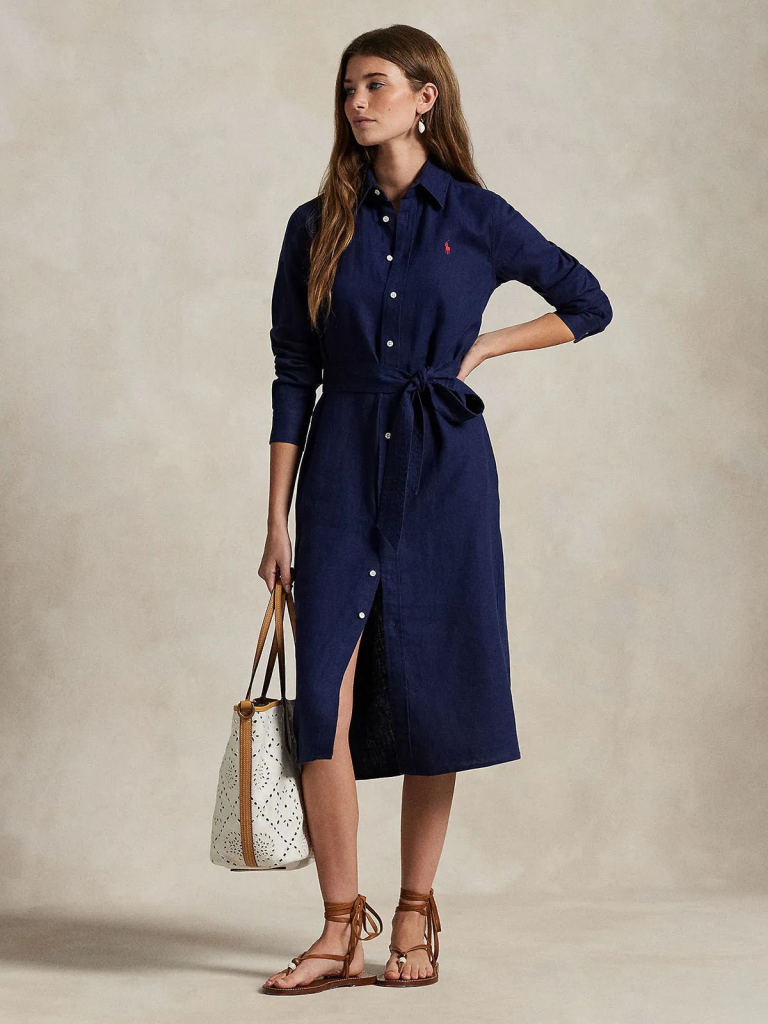 Đầm Nữ Belted Linen Shirtdress - Thương hiệu: POLO RALPH LAUREN, đồ high-end là gì