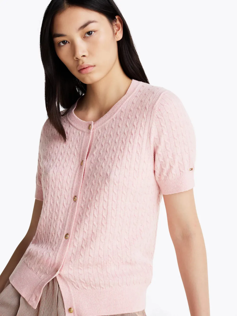 Áo Cardigan Nữ Tay Ngắn Mini Cable C-Nk Cardi SS - Thương hiệu: TOMMY HILFIGER