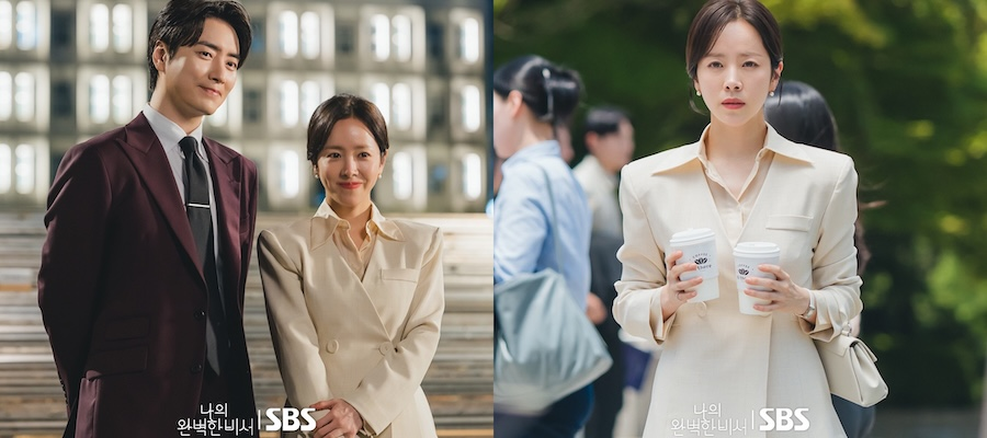 Nữ headhunter Han Ji Min trong phim Love Scout cũng diện thiết kế áo vest có cầu vai tôn lên khí chất quyền lực. Ảnh: Phim Love Scout