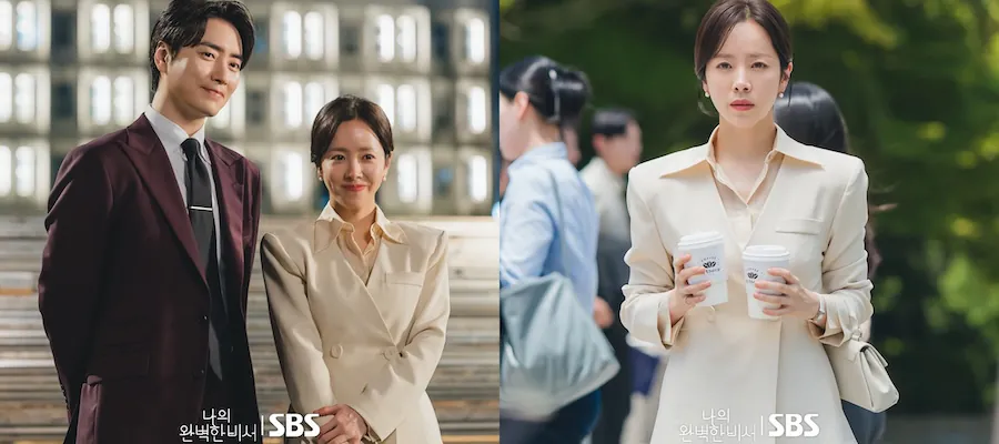 Nữ headhunter Han Ji Min trong phim Love Scout cũng diện thiết kế áo vest có cầu vai tôn lên khí chất quyền lực. Ảnh: Phim Love Scout