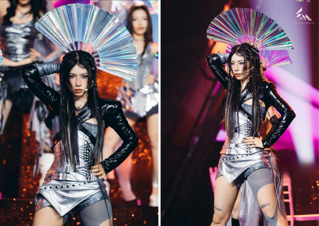 "Em Xinh" Lyhan trong tiết mục "AAA" của Liên quân 2 tại Livestage 1 Em Xinh Say Hi. Ảnh: Em Xinh Say Hi - Gợi ý loạt items thời trang khiêu vũ “must-have” từ loạt tiết mục bùng nổ Livestage Em Xinh Say Hi
