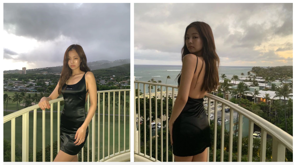 JENNIE (BLACKPINK). Ảnh: @jennierubyjane diện đầm hở lưng