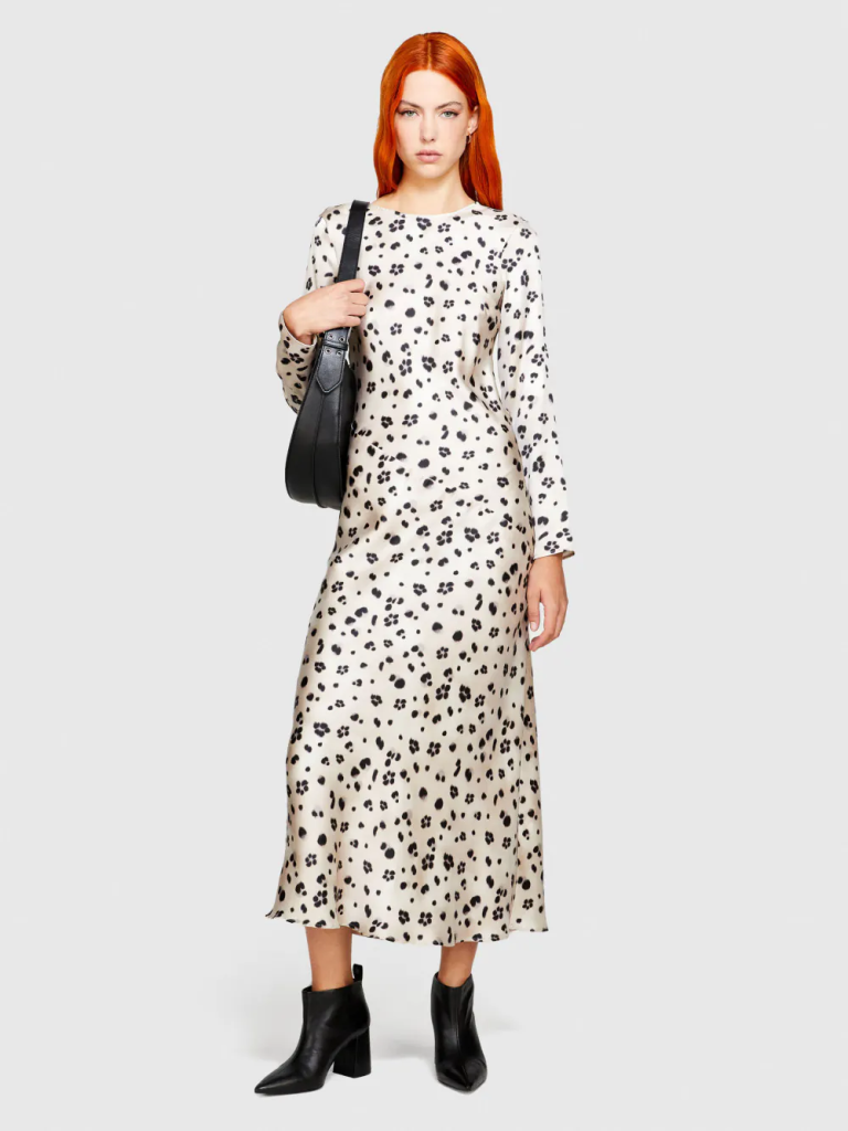 SISLEY Đầm Vải Nữ Satin Printed Dress