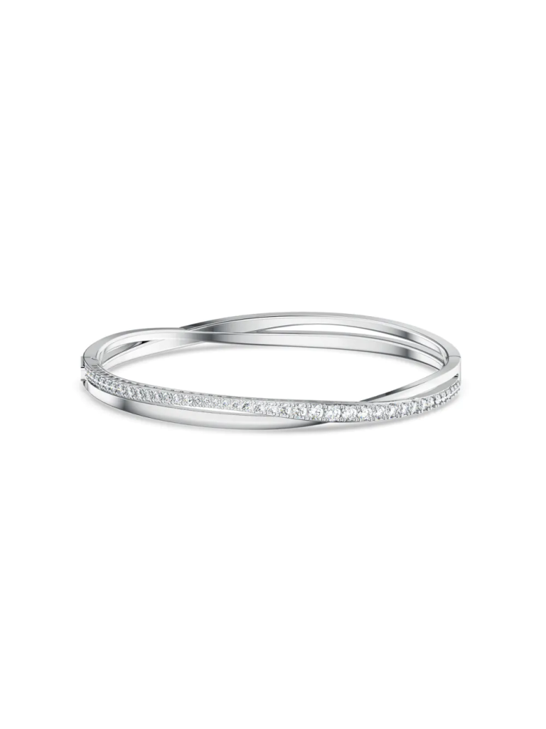 SWAROVSKI Vòng Tay Twist, White, Rhodium Plated
