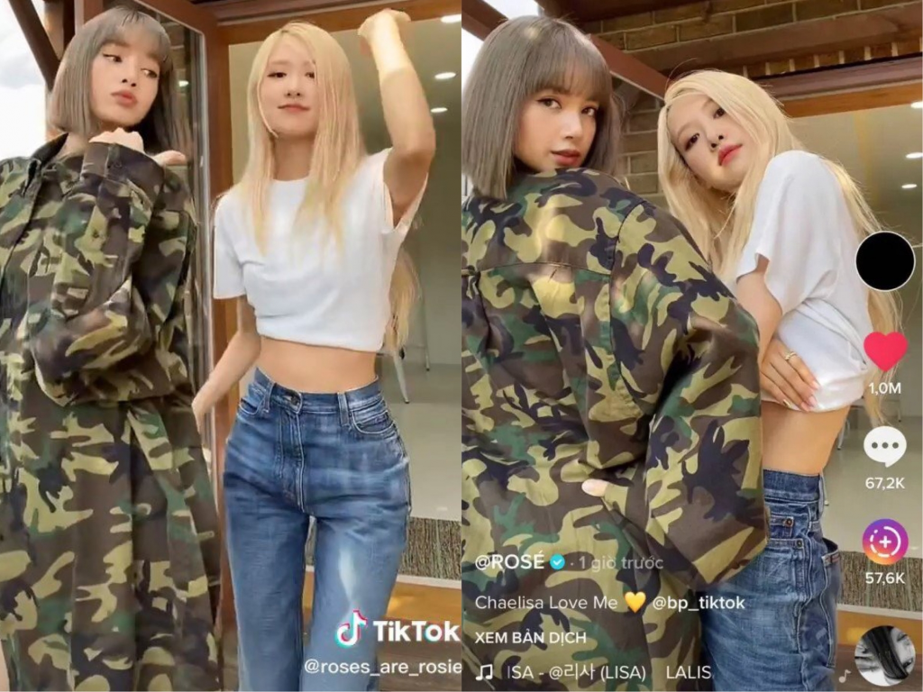 LISA (BLACKPINK) diện áo khoác họa tiết camo. Ảnh: TikTok @roses_are_rosie