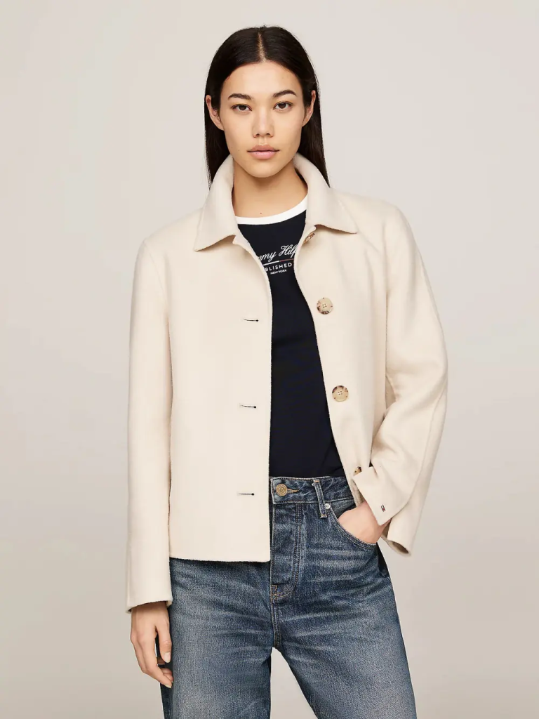 TOMMY HILFIGER Áo Khoác Nữ Tay Dài - MD Df Wool Blend Short Sb Trench