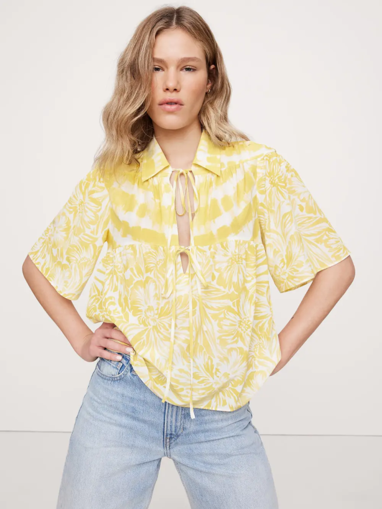 BANANA REPUBLIC Áo Kiểu Nữ Ss Tie Front S