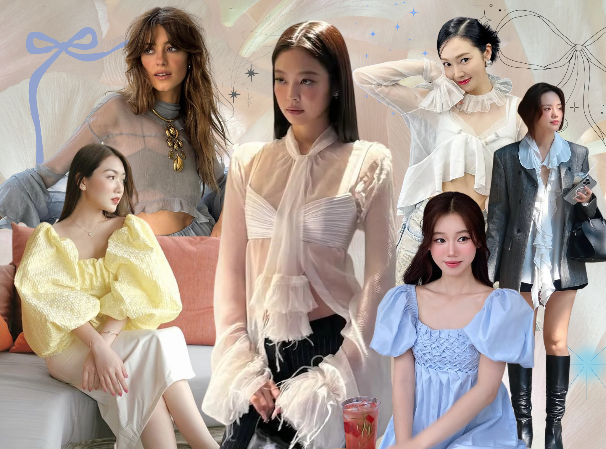 Đánh thức vẻ nữ tính với loạt áo kiểu bèo nhún chuẩn xu hướng từ các fashionista