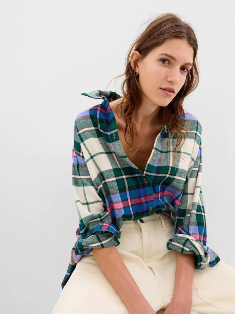 GAP Áo Sơ Mi Tay Dài Nữ - Flannel Os Shirt