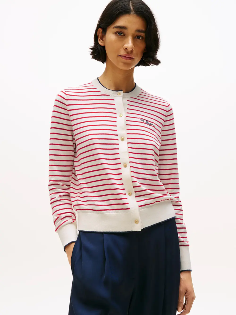 TOMMY HILFIGER Áo Cardigan Nữ Tay Dài Co Jersey Logo C-Nk LS Cardi