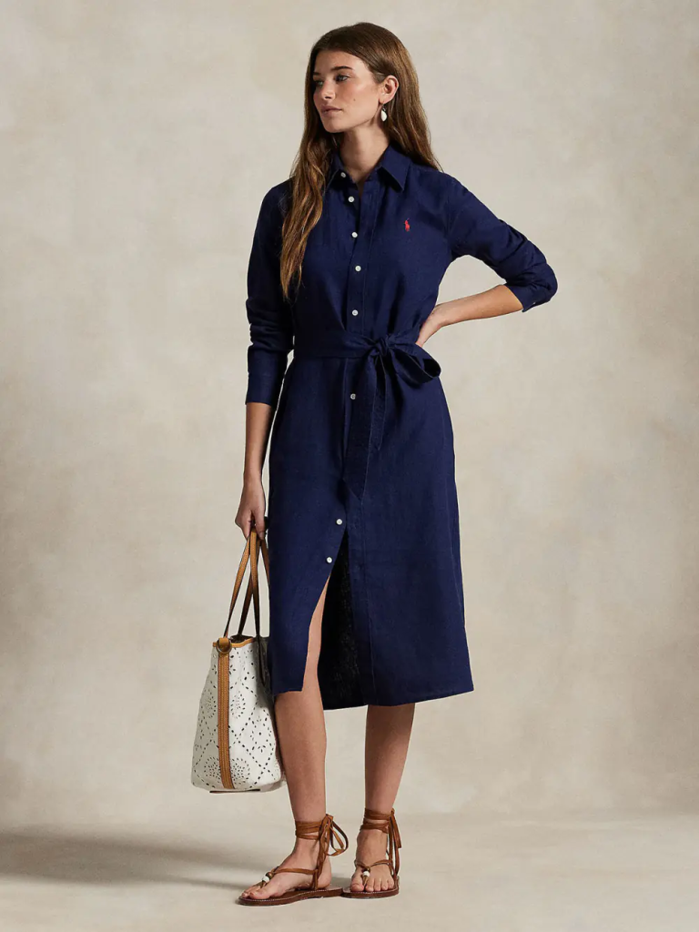 POLO RALPH LAUREN Đầm Nữ Belted Linen Shirtdress