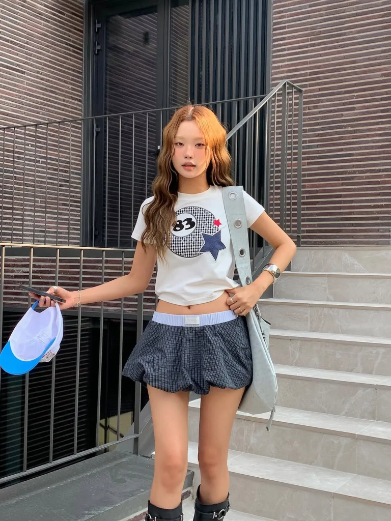 Ảnh: @xgyeon - Tổng hợp gợi ý phối đồ dáng tam giác ngược từ sao quốc tế