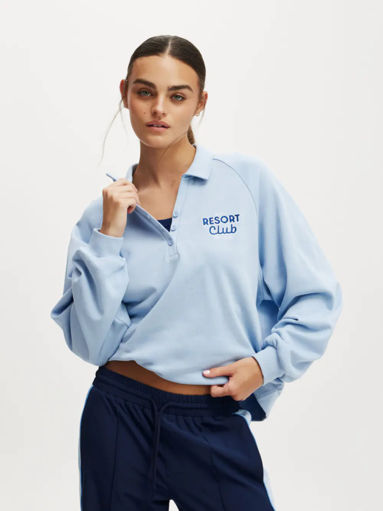 COTTON:ON BODY Áo Thun Polo Dài Tay Nữ-Lightweight Fleece Graphic Polo