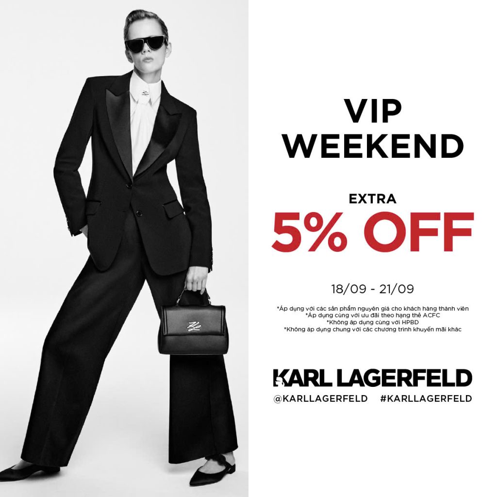 Karl Lagerfeld Ưu Đãi Giảm Thêm 5% Cho Khách Hàng Thành Viên ACFC