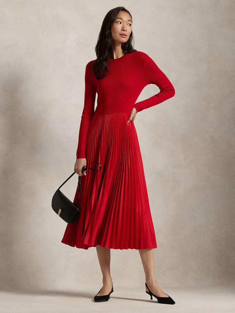 POLO RALPH LAUREN Đầm Nữ Sweater-Bodice Long-Sleeve Dress