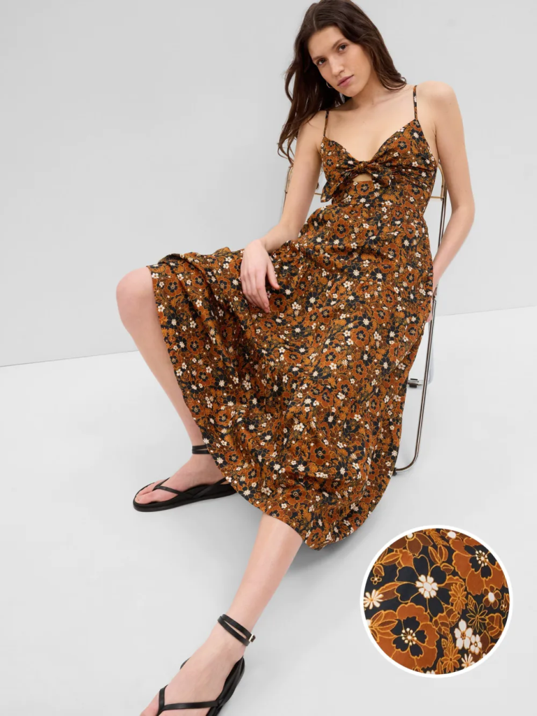 GAP Đầm Vải Nữ - Tie Cutout Tiered Maxi Dress
