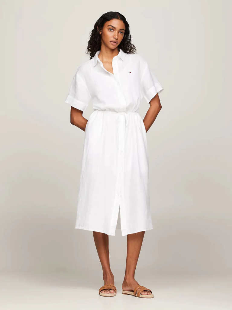 TOMMY HILFIGER Đầm Nữ - Linen SS Midi Shirt Dress