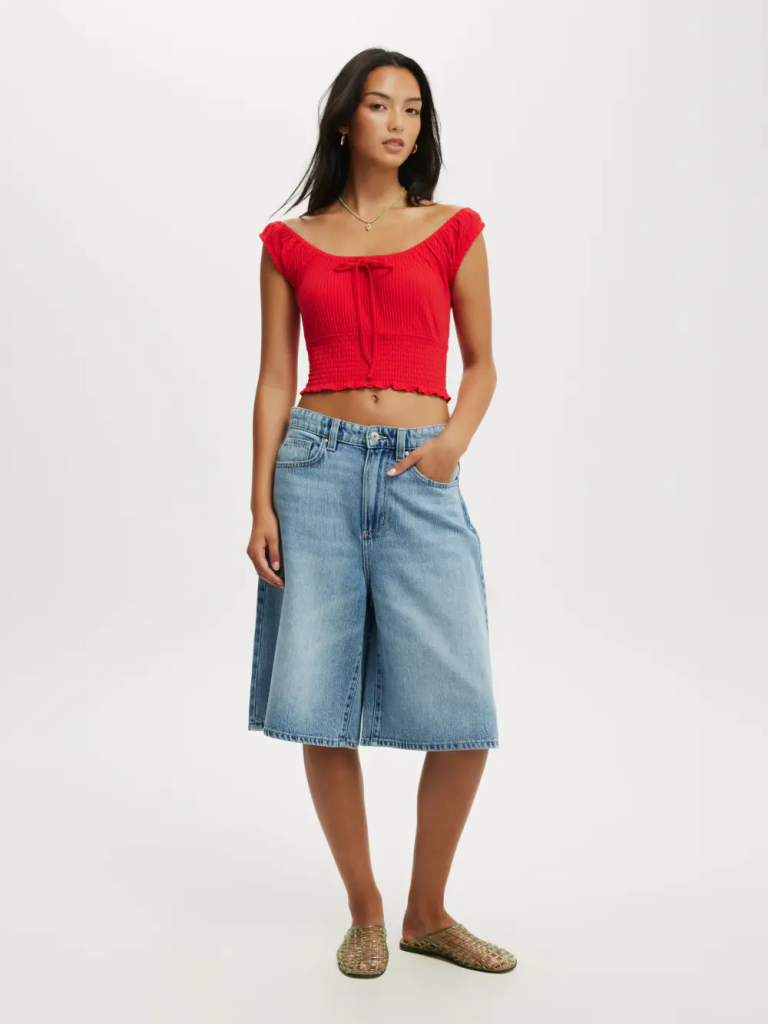 COTTON:ON Áo Kiểu Cộc Tay Nữ-Chloe Shirred Short Sleeve Top