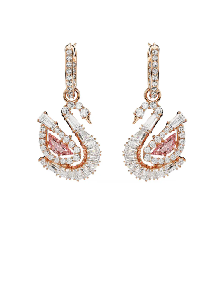 SWAROVSKI Bông Tai Swan:Pe Pink Pin/Ros