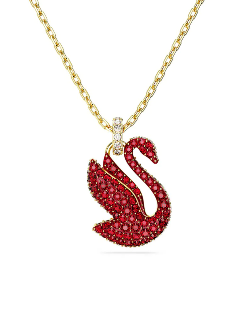 SWAROVSKI Vòng Cổ Swarovski Iconic Swan, Medium, Red, Gold-Tone Plated