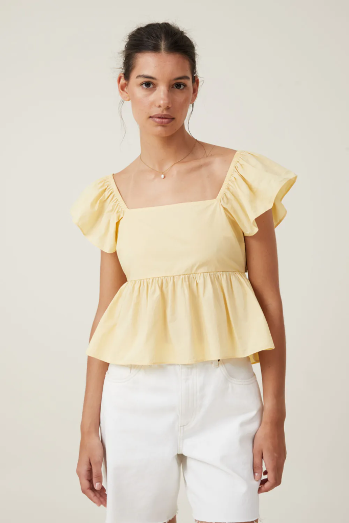 COTTON:ON Áo Kiểu Ngắn Tay Nữ-Tessa Tie Up Blouse