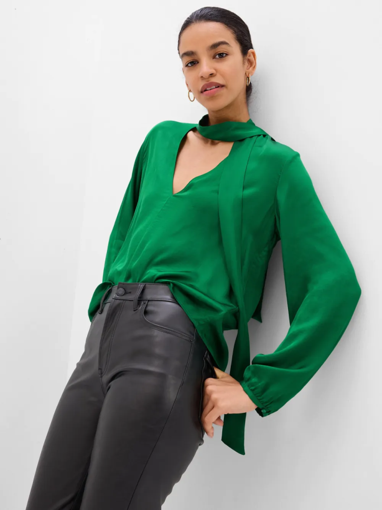 GAP Áo Sơ Mi Tay Dài Nữ - Scarf Top