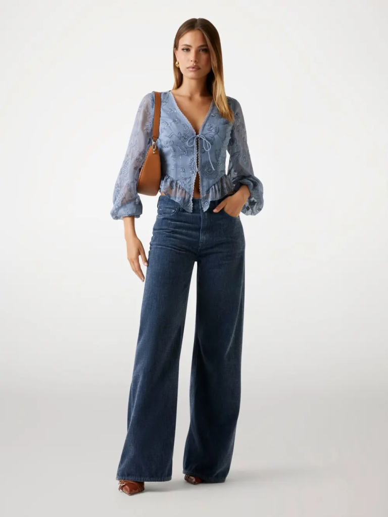 GUESS WOMAN Áo Kiểu Nữ - Ls Seiah Tie Front Top