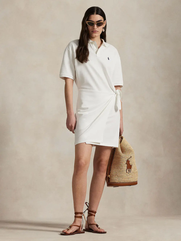 POLO RALPH LAUREN Đầm Nữ Cotton Mesh Polo Wrap Dress