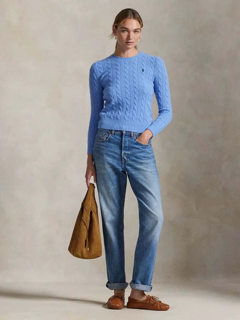 POLO RALPH LAUREN Áo Sweater Nữ Tay Dài Cable Wool-Cashmere Crewneck Sweater