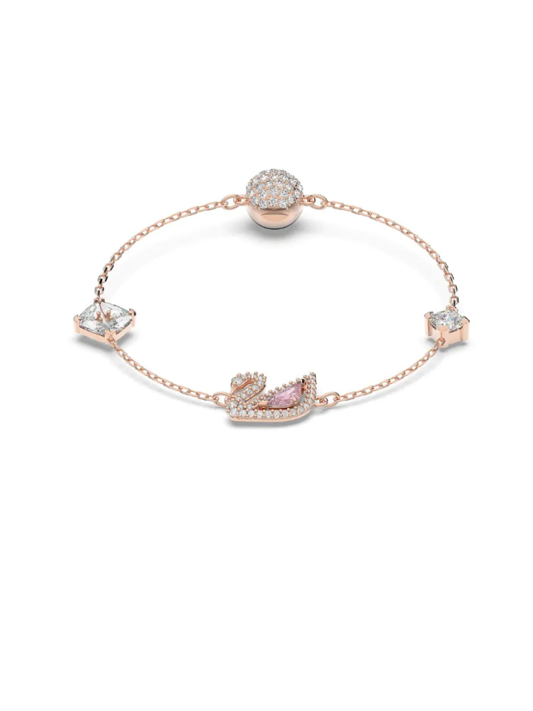 SWAROVSKI Vòng Tay Dazzling Swan, Magnetic, Pink, Rose Gold-Tone Plated
