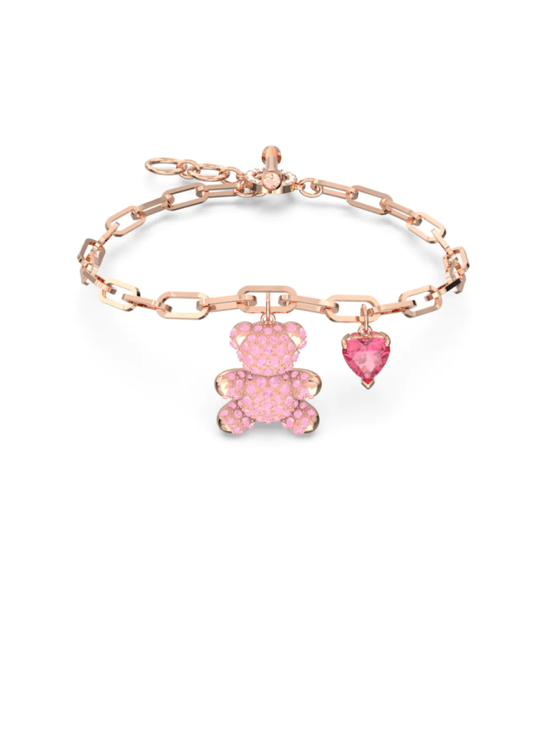 SWAROVSKI Vòng Tay Teddy, Bear, Pink, Rose Gold-Tone Plated