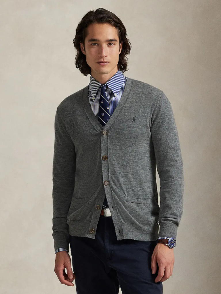POLO RALPH LAUREN Áo Cardigan Nam Tay Dài Slim Fit Washable Wool V-Neck Cardigan