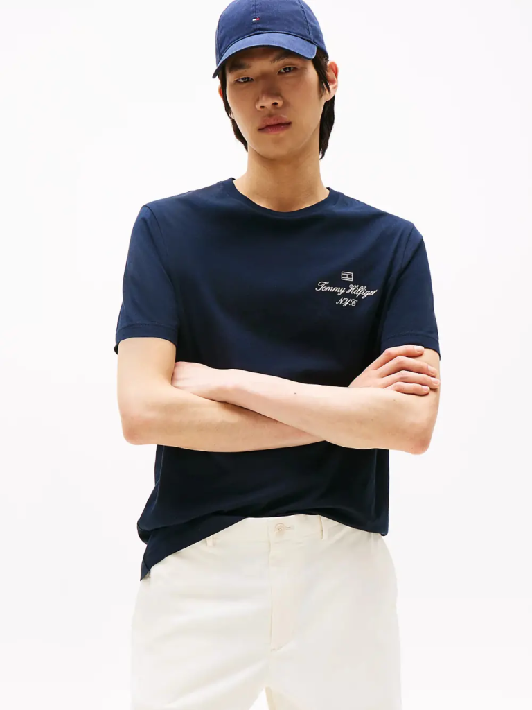 TOMMY HILFIGER Áo Thun Nam Tay Ngắn Outline Flag Script Tee