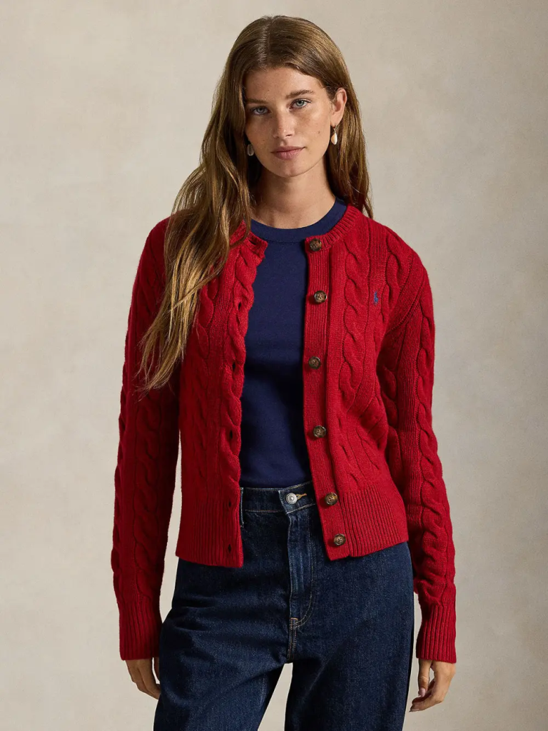 POLO RALPH LAUREN Áo Cardigan Nữ Tay Dài Cable-Knit Wool-Cashmere Cardigan