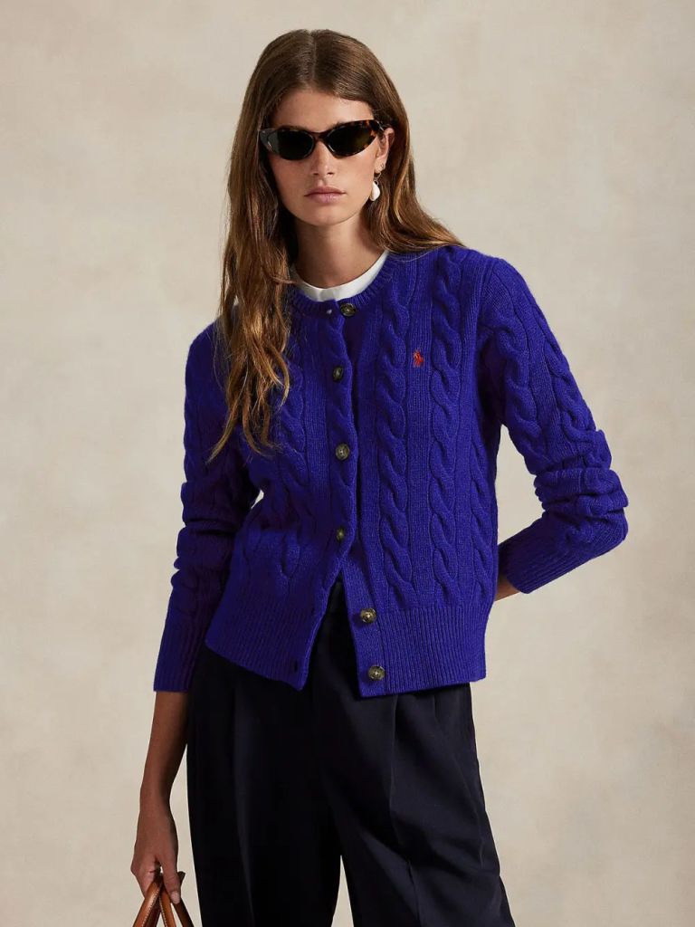 POLO RALPH LAUREN Áo Cardigan Nữ Tay Dài Cable-Knit Wool-Cashmere Cardigan