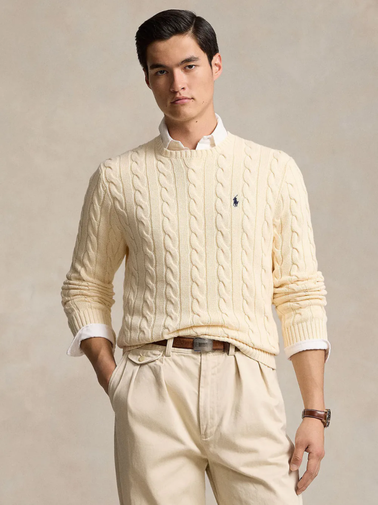 POLO RALPH LAUREN Áo Len Nam Tay Dài Cable-Knit Cotton Sweater