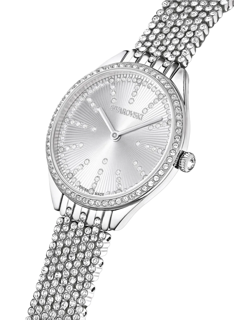SWAROVSKI Đồng Hồ Attract, Swiss Made, Full Pavé, Metal Bracelet, Silver Tone, Stainless Steel
