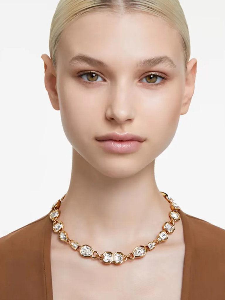 SWAROVSKI Vòng Cổ Dextera, Mixed Cuts, White, Gold-Tone Plated