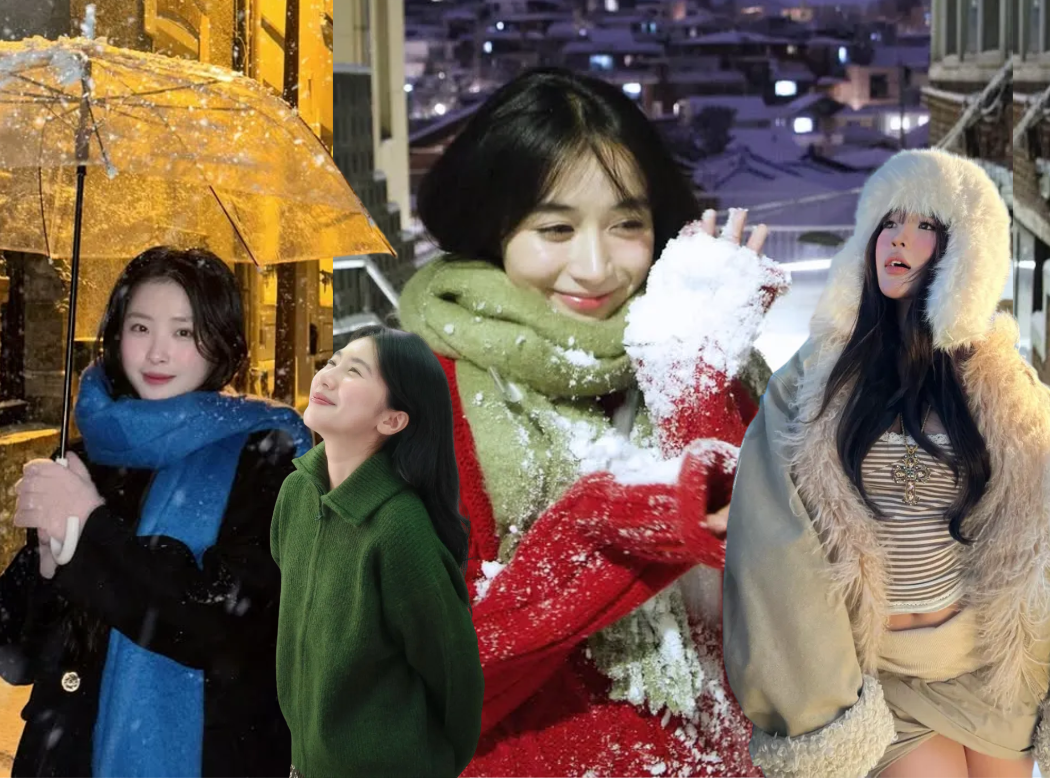 Học các "nàng thơ GenZ" (Bạch Lưu Dương, Trịnh Hà Vi, Meichan, Wyn Anh, Hà Thi...) cách phối màu outfit Giáng sinh xinh yêu miễn chê