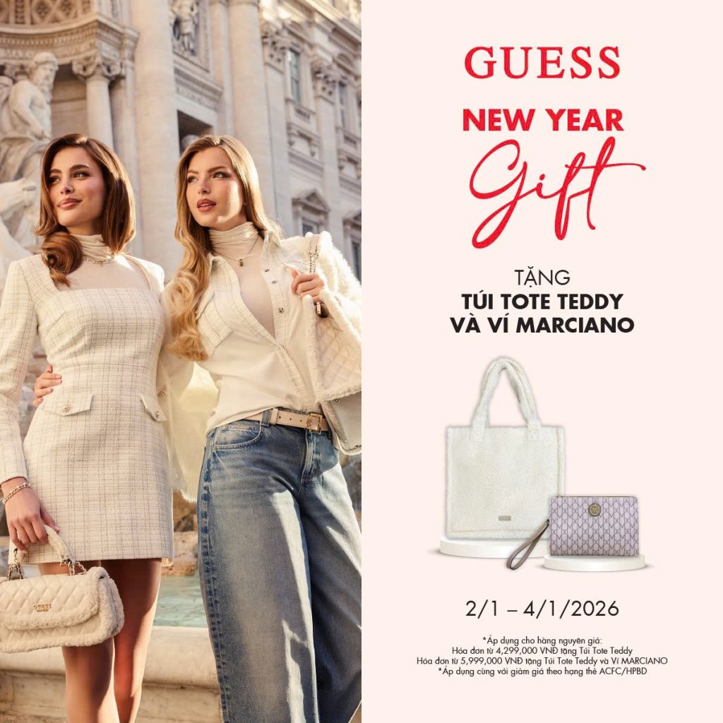 GUESS ĐÓN NĂM MỚI VỚI QUÀ TẶNG TÚI TOTE TEDDY VÀ VÍ MARCIANOCAO